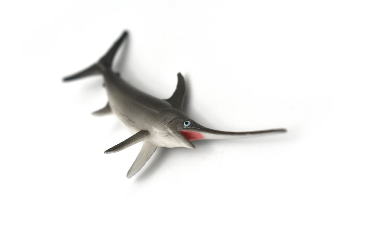 Swordfish, Broadbills, Billfish, Rubber Fish, Realistic Toy Figure, Model, Replica, Kids, Hand Painted, Educational, Gift,      3 1/2"      SF09 B51
