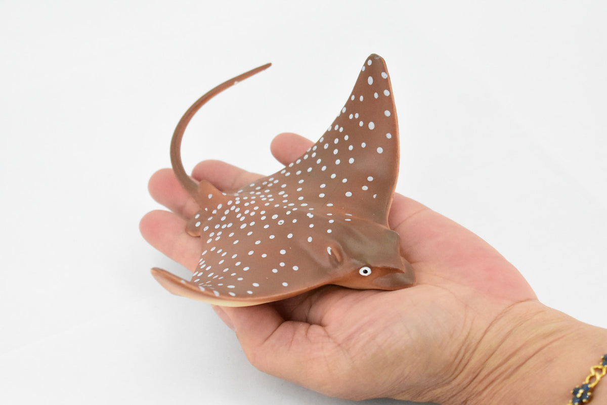 Spotted Eagle Ray, Museum Quality, Educational, Rubber Fish, Hand Painted, Realistic Toy Figure, Diorama Model, Kids, Educational, 5 Inches.